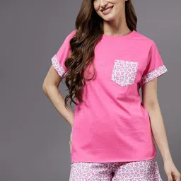 Miss Chase Women Pink Animal Printed Pure Cotton Shorts-image-94