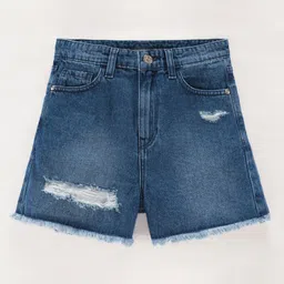 edheads Girls Mid-Rise Distressed Cotton Denim Shorts-picture-19
