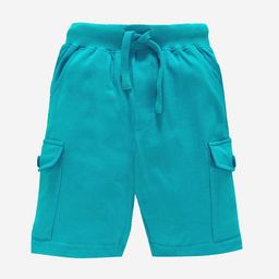 KiddoPanti Boys Blue Solid Regular Fit Cotton Cargo Shorts-23