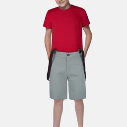 Gini and Jony Teen Boys Self Design Mid Rise Cotton Chino Shorts With Suspenders-19