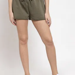 DOOR74 Women Olive Green Cotton Outdoor Sports Shorts-picture-11