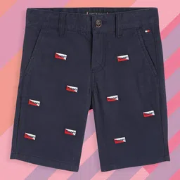 Tommy Hilfiger Boys Navy Blue Brand Logo Embroidery Shorts-image-23