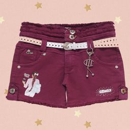 BAESD Girls Conversational Printed Slim Fit High-Rise Denim Shorts-92
