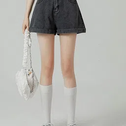 StyleCast x Revolte Women Black Loose Fit High-Rise Denim Shorts-image-39