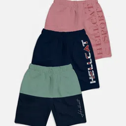 HELLCAT Boys Pack Of 3 Typography Printed Mid-Rise Cotton Shorts-image-60