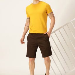 Mast & Harbour Men Brown Mid-Rise Cotton Regular Shorts-image-25