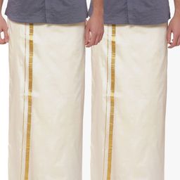 Sethukrishna Men Pack Of 2 Cream-Coloured Solid Readymade Dhoti-picture-26