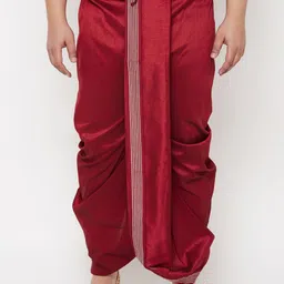 VASTRAMAY Men Maroon Embroidered Relaxed-Fit Dhoti Pants-image-70