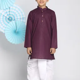 VASTRAMAY Boys Mandarin Collar Regular Straight Kurta with Dhoti Pants-13