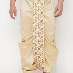 VASTRAMAY Men Gold-Coloured Embroidered Relaxed-Fit Dhotis-image-6