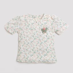 Tiny Girl Floral Printed Keyhole Neck Puff Sleeves Top-picture-49