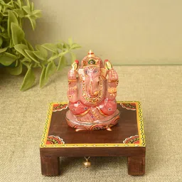 AAKRITI ART CREATIONS Brown Divine Aura Chowki-image-37