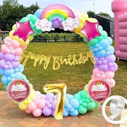 Rainbow Theme 7th birthday decorations kit Girls Boys Kids for 7 Year-image-2