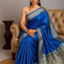 Printed Banarasi Handloom Satin Saree-image-17