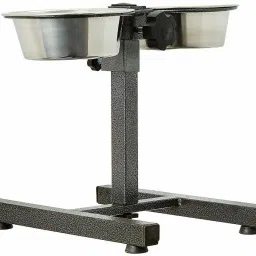 Dog Bowls With Stand Bowl Food and Water bowl for Dogs Pet Feeding Bowl 3200 ML Adjutable Double Dog Diner, (1600 ML *2) Round Steel Pet Bowl (1600X2 ml Steel) Steel, Iron Pet Bowl-6