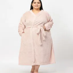 klotthe Pink Solid Woolen Women Bath Robe With Belt (3XL)-picture-13