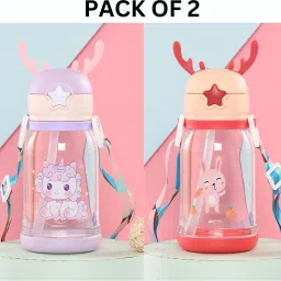 Kids Antlers Cute Cartoon Design Sipper school Bottle for Kids with Strap 600 ml Water Bottles-image-43