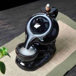 Tea Kettle smoke fountain at home Backflow Decorative Showpiece With 10 Cones Polyresin Incense Holder-image-65