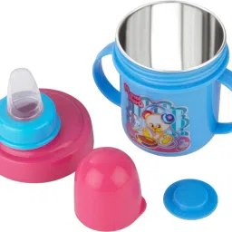 Stainless Steel Plastic Baby Spout Sipper Cup for Kids Age 3-18 Months-(250ml)-15