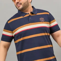 Men Striped Polo Neck Cotton Blend Multicolor T-Shirt-image-28