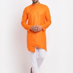 Benstoke Men Orange & White Angrakha Kurta with Pyjamas-picture-53