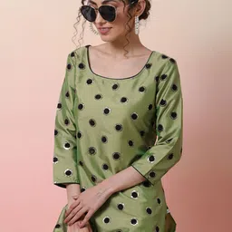 Sangria Foil Print Straight Kurta Sets With Pants & Dupatta image 2