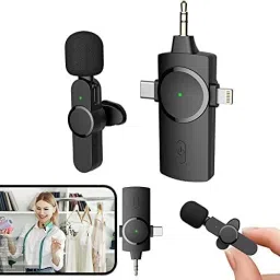 TOTAL 3 IN 1 Wireless Clip Mic for Smartphone,Video Recording YouTube Live Stream Camera Microphone-4