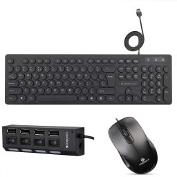 ZEBRONICS K24 Wired Keyboard + Power Plus Wired Mouse + 150HB USB HUB Combo Set-image-0