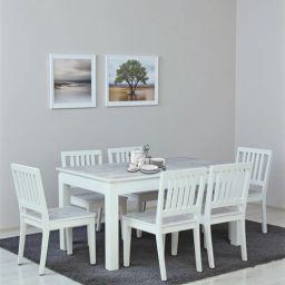 woodsworth from pepperfry Bochov Mango Wood 6 Seater Dining Set In White Wirebrush Finish-picture-21