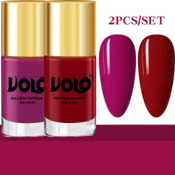 Ultra Lasting Glow Shine Nail Polish (Combo 4) Bright Plum, Red-image-4