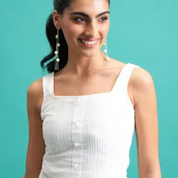 Casual Sleeveless Self Design Women White Top-image-61