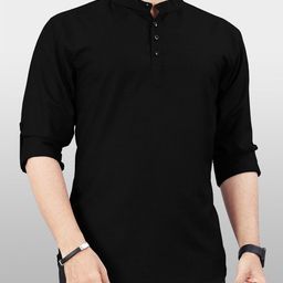 poshside Men Solid Cotton Blend Straight Kurta-picture-4