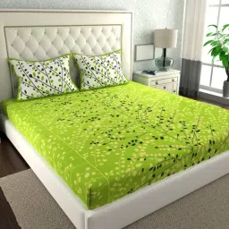 144 TC Cotton Double Jaipuri Prints Flat Bedsheet-18