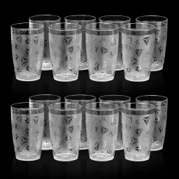 (Pack of 16) Premium quality curved shape prisam design Unbreakable Stylish Transparent Glass Set Water/Juice Glass-10