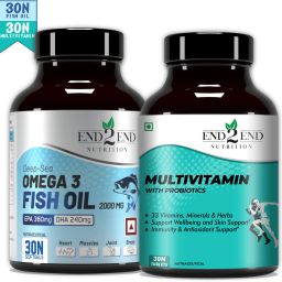 Omega 3 Fish oil capsules + Multivitamin with probiotics for men and women-17