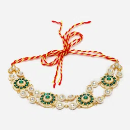 Aazeen Gold-Plated Artificial Stones and Beads Studded Sheesh phool-image-87