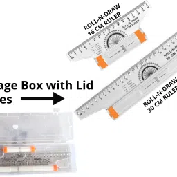 artonezt Khyati Roll N Draw Ruler (16 cm and 30 cm) Drafting Scale Ruler + Plastic Box Ruler image 2