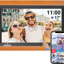 miracle digital 10.1" WiFi Wooden Digital Photo Frame, IPS Touch Screen, Share via Frameo App 10.1 inch Cloud Digital Picture Frame, Built-in Android, Expandable upto 32GB by USB/SD Card-picture-19