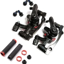 Cycle Front/Rear Disc Brake Mechanical Caliper pack + Cycle Rubber Handle grips Bicycle Brake Disk-image-28