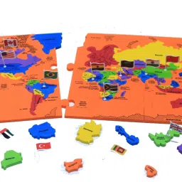 Wold Map with Country Flags & Capitals Educational Learning Puzzle Toys For Kids-15