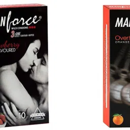 3 in 1 Wild Ribbed Contour Dotted Strawberry Flavor Condoms - 10 Pieces & 3 in 1 Condoms (Ribbed, Contour, Dotted), Overtime Orange Flavoured- 10 Pieces Condom-image-8
