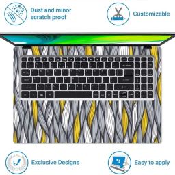 Techfit Full Body Laptop Skin with Screen Guard and Key Guard - Wave Pattern Combo Set image 4