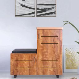 solace craft Sheffield Shoe Rack with Seating in Tan Finish-picture-8