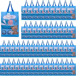 Reusable Boy-Print Shopping Bag With Handle|Baby Shower Bag|Pack of 50|Sky Blue Pack of 50 Grocery Bags-image-47