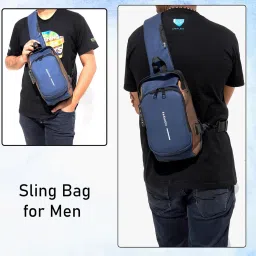 Blue, Brown Men & Women Sling Bag Unisex Side Bag With Inbuilt Charging Port-image-21