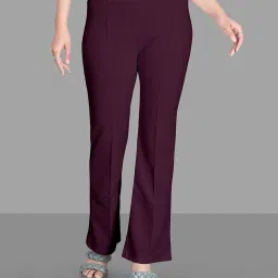 Women Comfort Fit Multicolor Lycra Blend Trousers-image-45