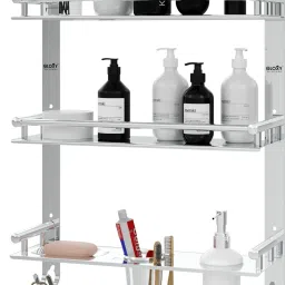 3 Layer Multipurpose Shelf/Rack with Dual Soap Dish/Toothbrush/Dispenser holder 15 inch 3 Bar Towel Rod-image-27