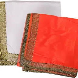 Satin Blend Solid White, Red Men Dupatta-picture-14