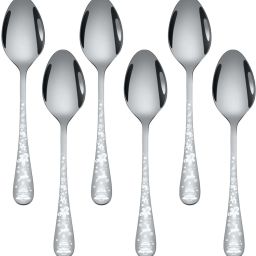 Silver Spoons for Dessert & Cake, Small Teaspoons, Dessert Spoons, Coffee Spoon Stainless Steel Ice-cream Spoon Set-image-27