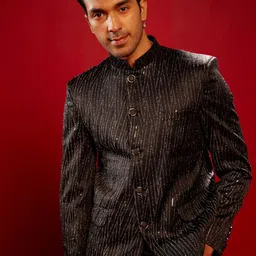 SHRESTHA BY VASTRAMAY Embellished Slim Fit Bandhagala Blazer-picture-14